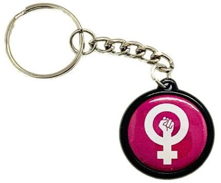 ofertas de llaveros con el símbolo feminista